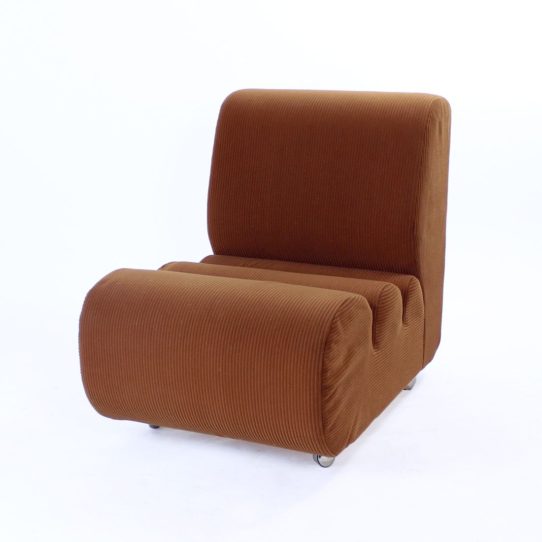 Armchair in brown fabric, czechoslovakia 1970s