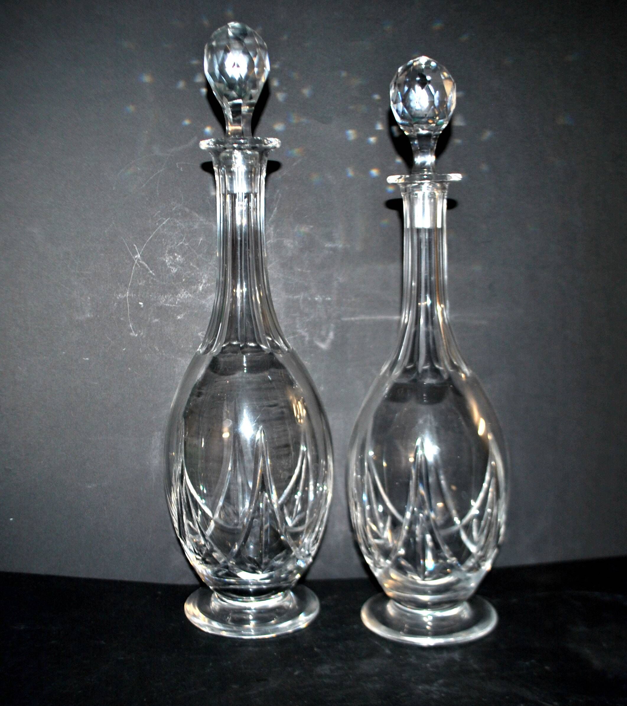 Saint-louis set of 2 antique lasalle cut crystal carafes 1930