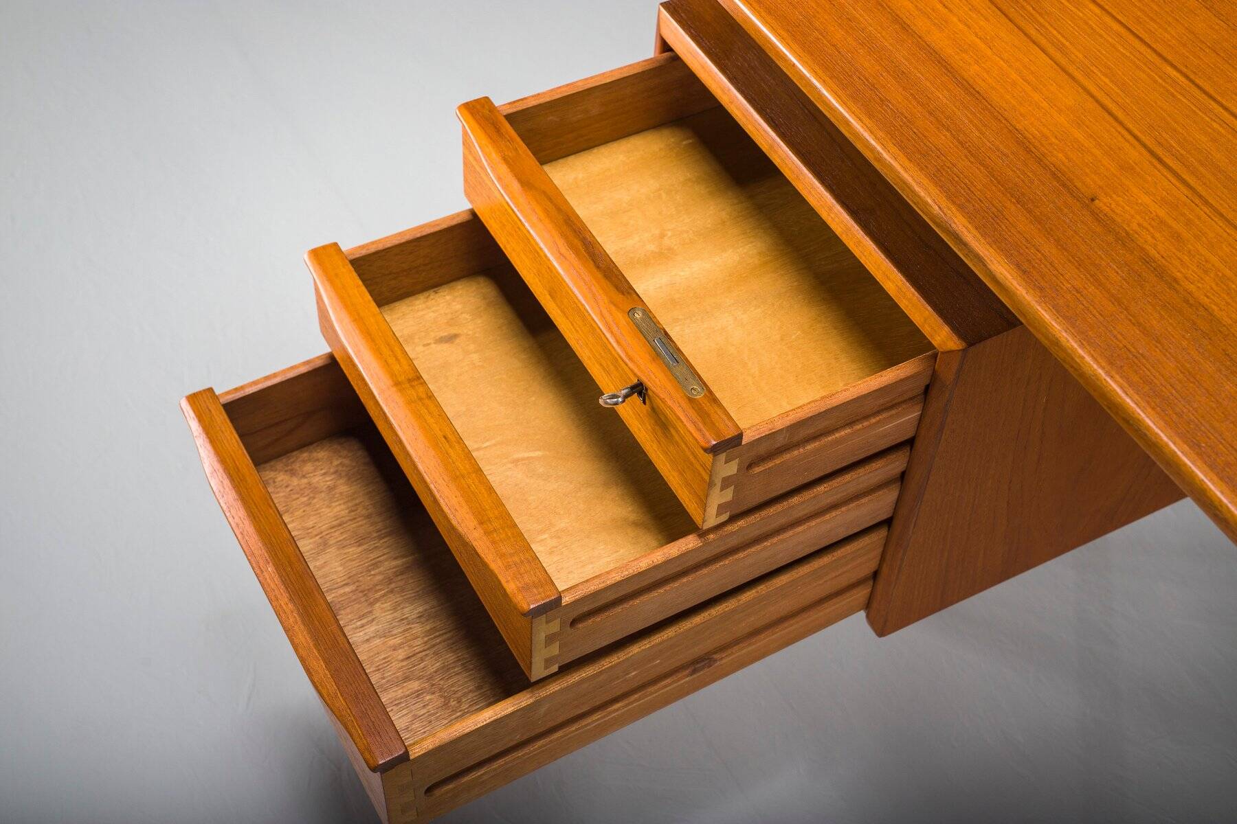 Danish teak desk by Peter Lovig Nielsen for Hedensted Mobelfabrik, 1974
