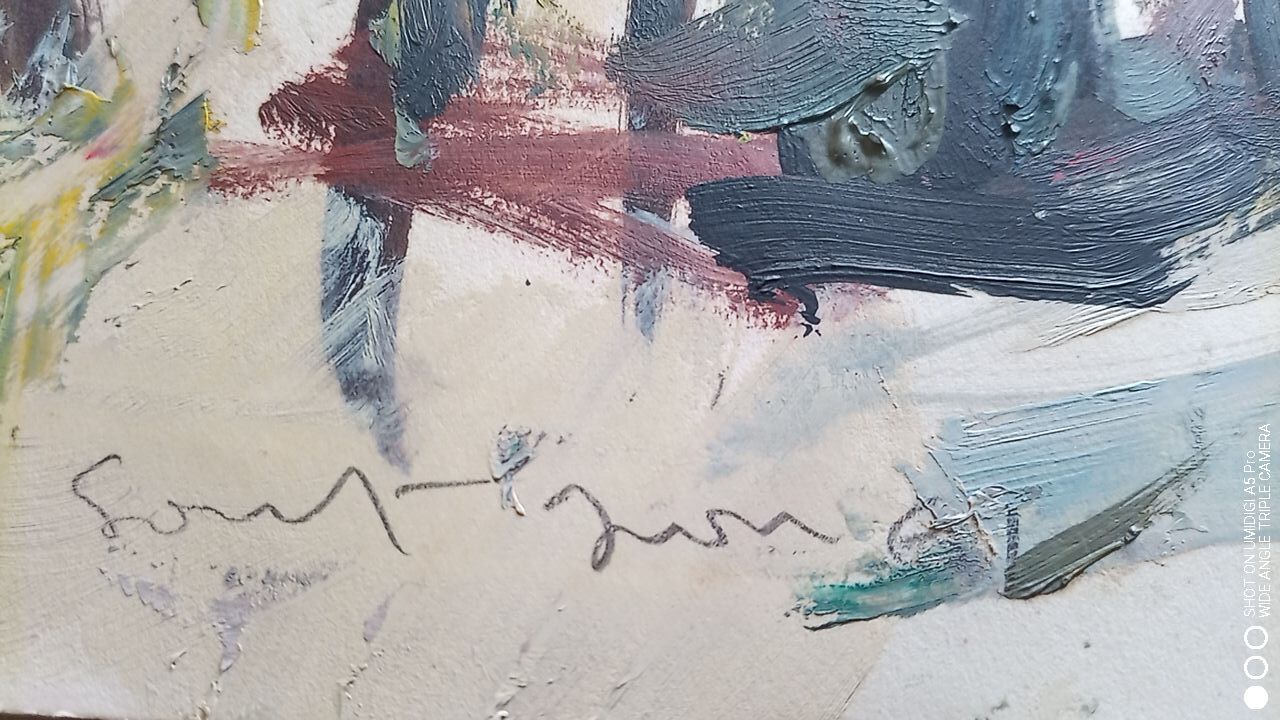 Marcel Saint-Jean (1914-1994) oil on paper - 29 x 65 cm "the red house"