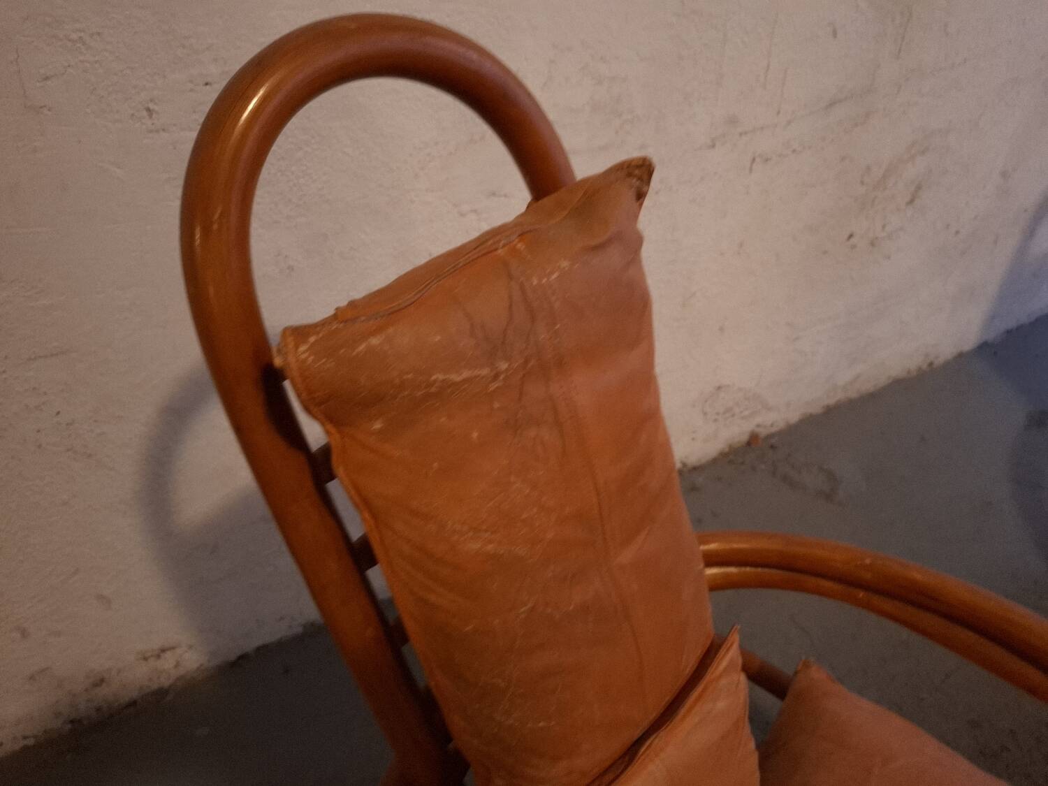 Set de fauteuils en bambou et cuir années 60'S