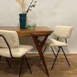 Set of 4 reupholstered Pierre Guariche chairs