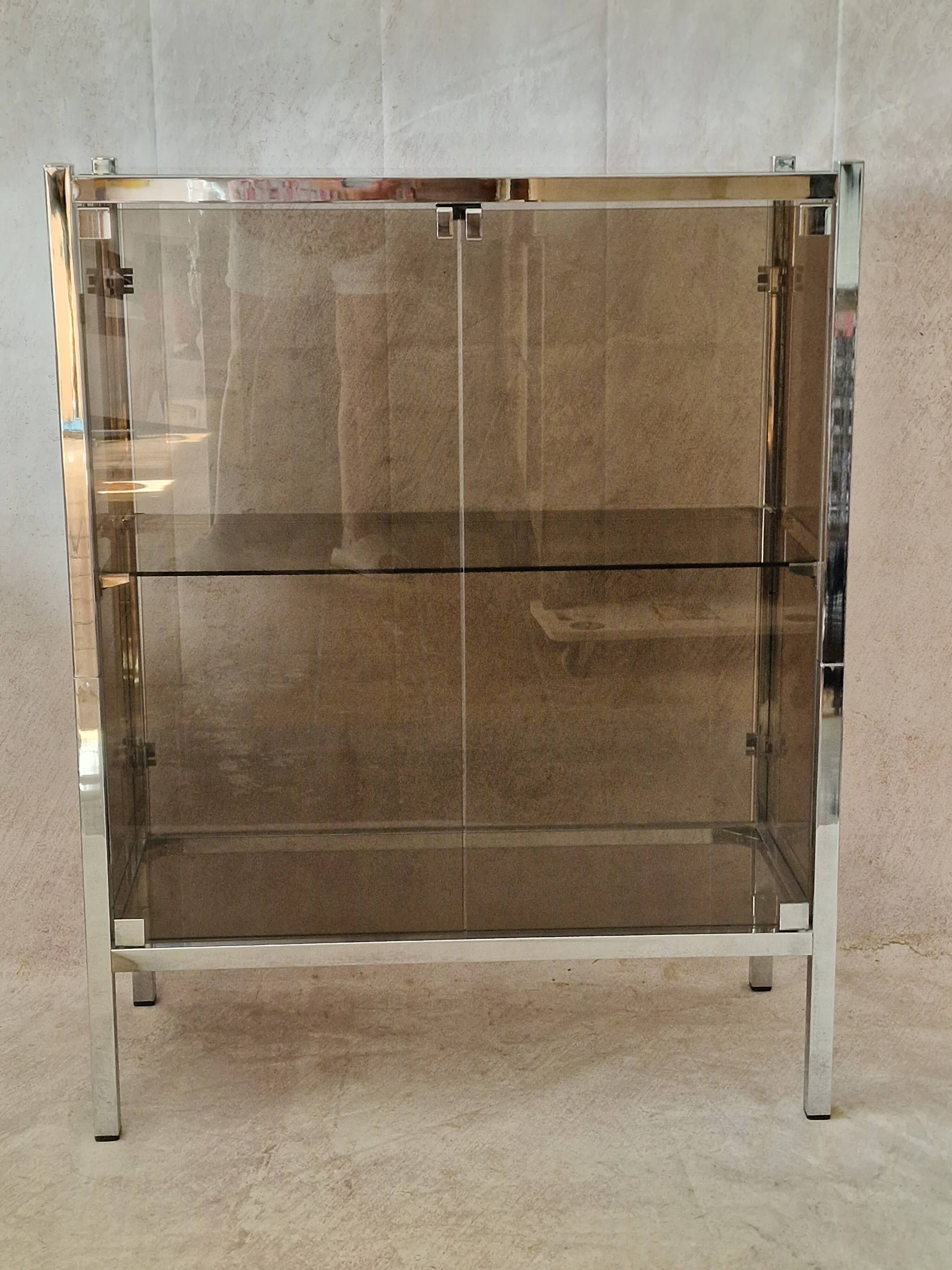 Smoked glass and stainless steel shelf
