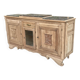 Renovated art deco sideboard in solid raw oak and gray marble 190cm