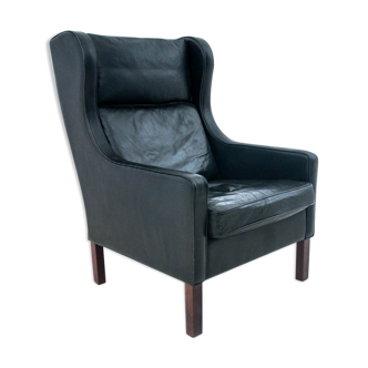 Black leather armchair