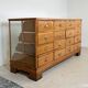 Solid Oak Haberdashery Glass Showcase with 16 Drawers – ca. 1940s