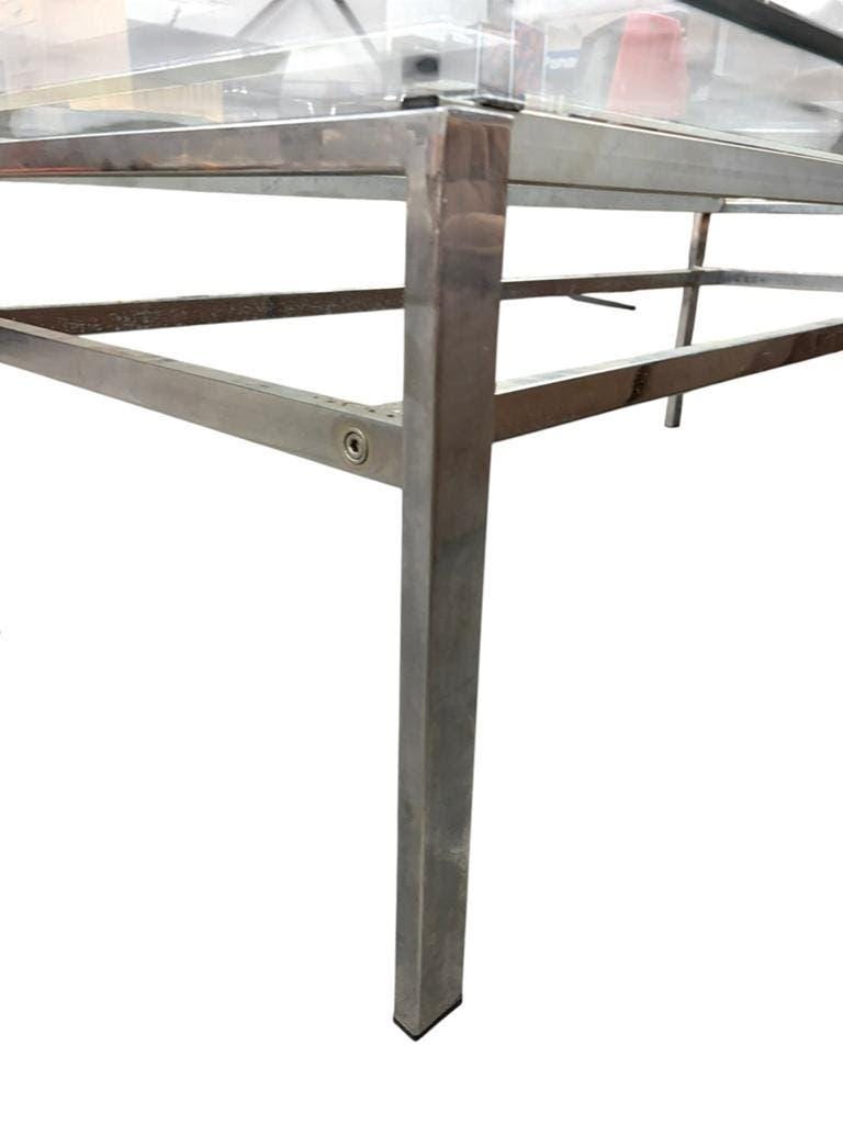 XL vintage coffee table in glass and chrome