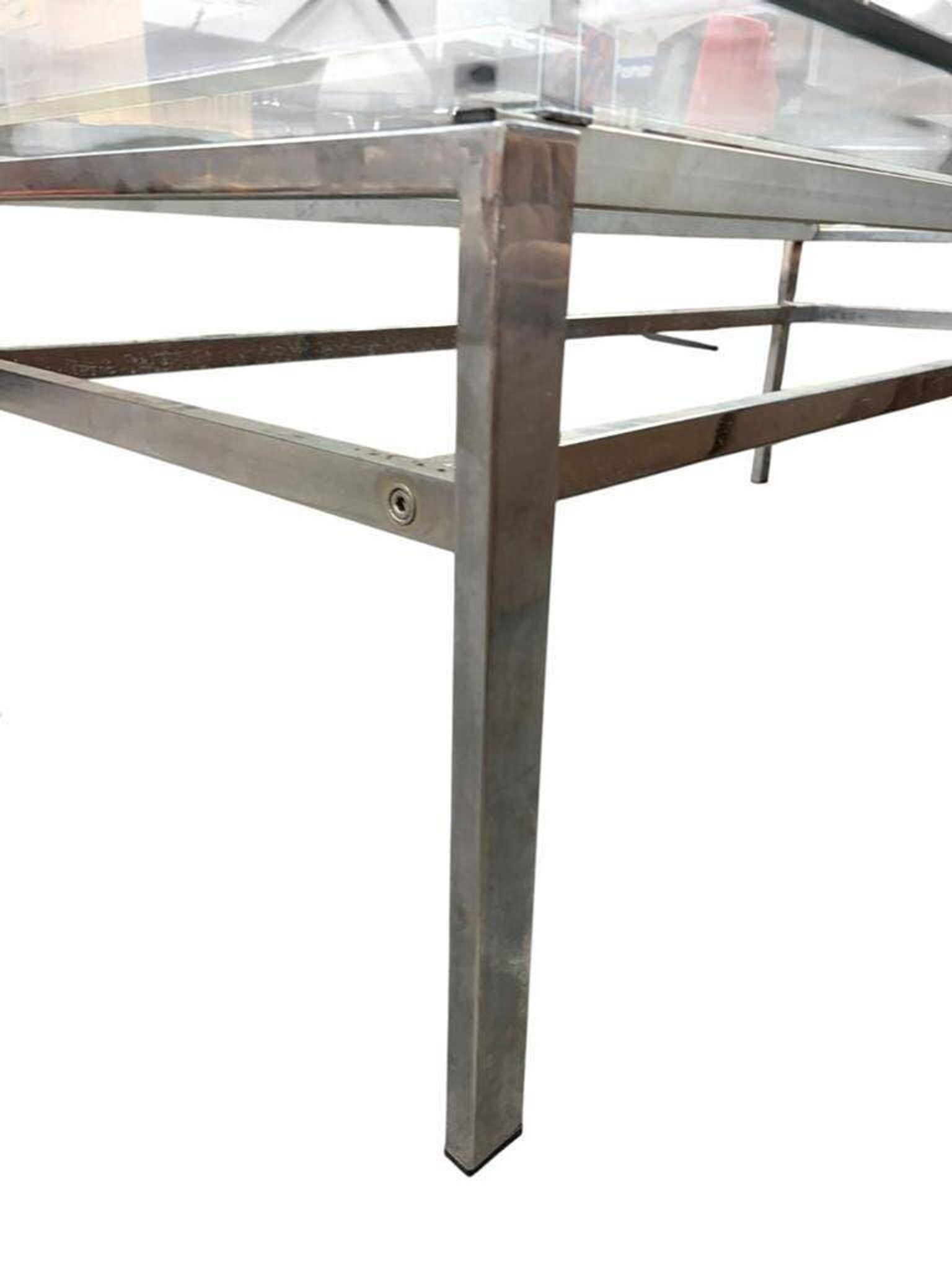 XL vintage coffee table in glass and chrome