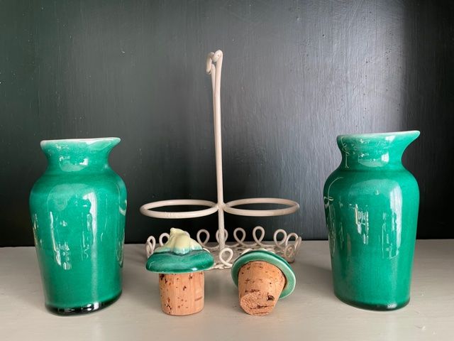 Oiler vintage vinegar 1950 ceramic and perforated metal