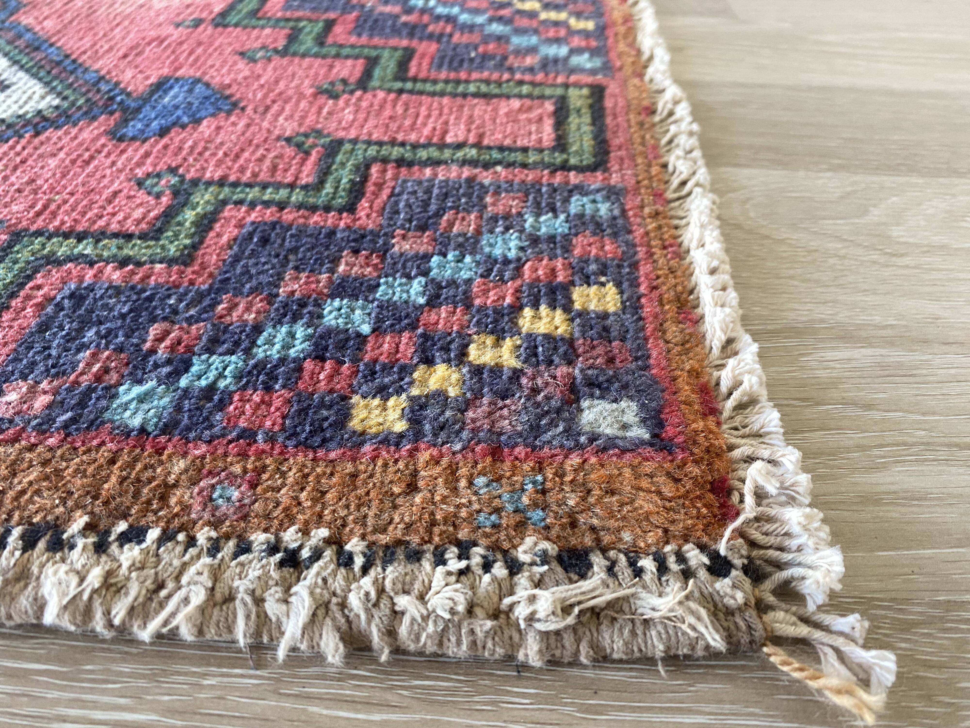 Small rug, Turkish vintage rug, Hand knotted rug,Mini door mat rug 48x85 Cm