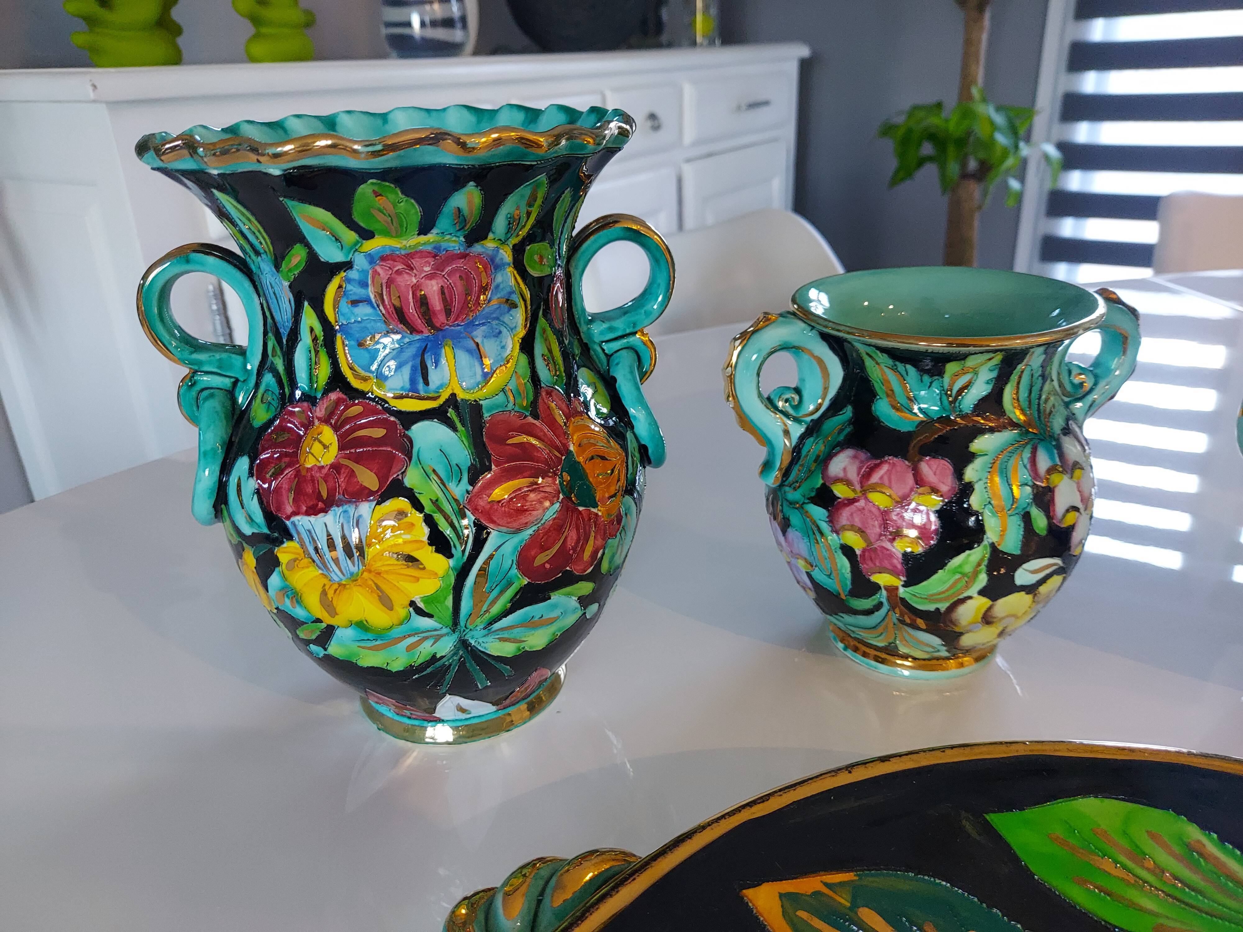Set of 3 vases and ceramic cup Monaco Cerartvintage 1950