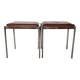 Pair of vintage stackable stools in faux leather and chrome - 70s