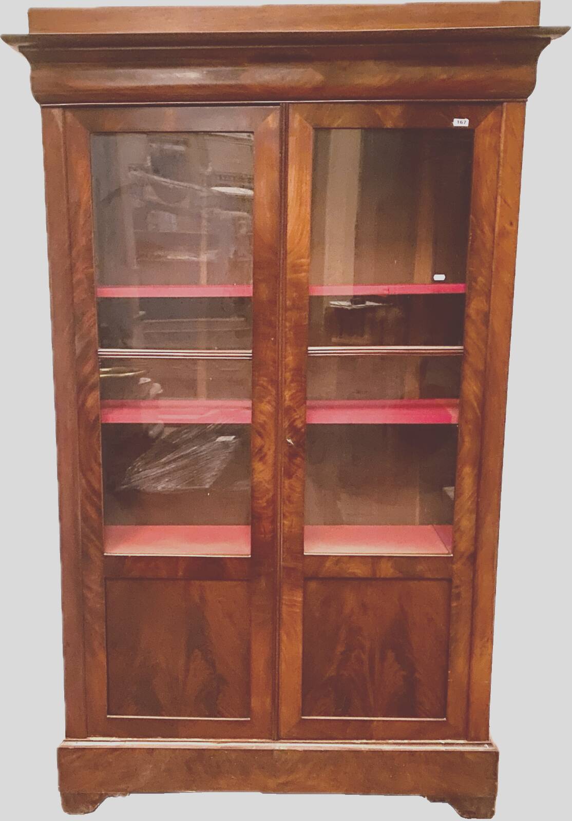 Louis Philippe display case in mahogany and mahogany veneer 19th century
