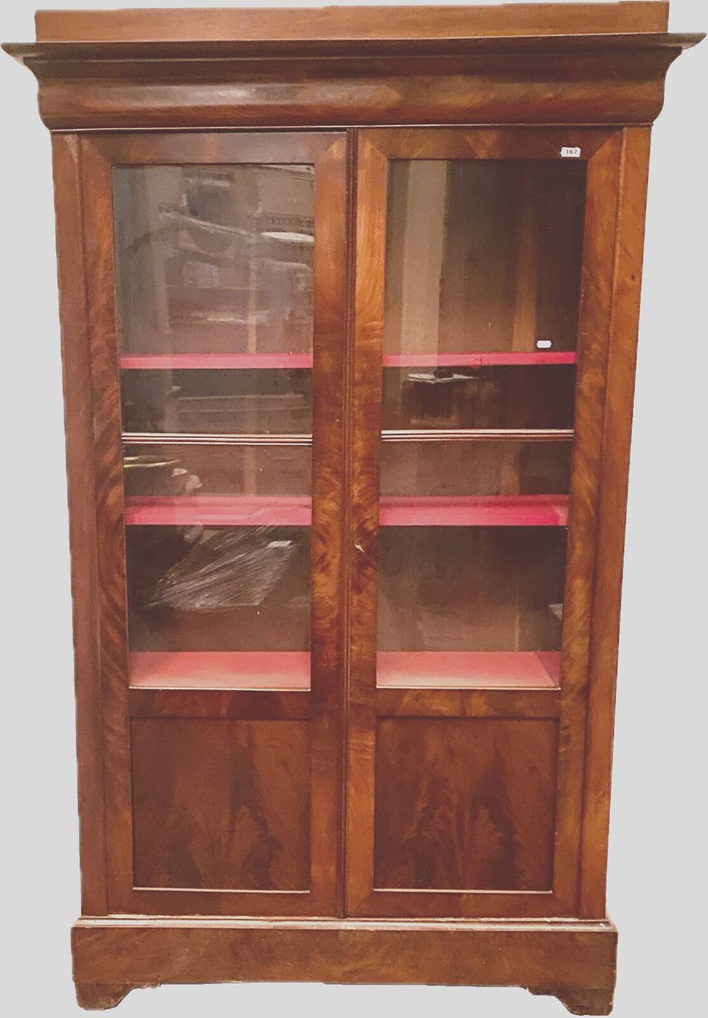 Louis Philippe display case in mahogany and mahogany veneer 19th century