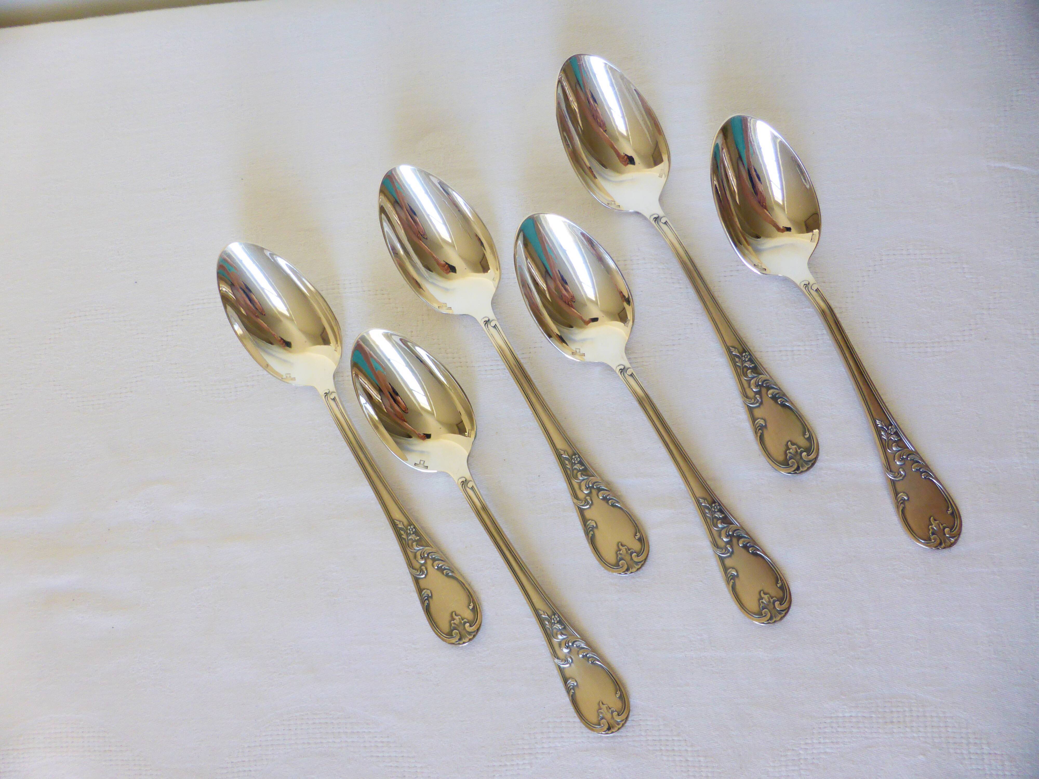 6 vintage silver metal tablespoons 2106267