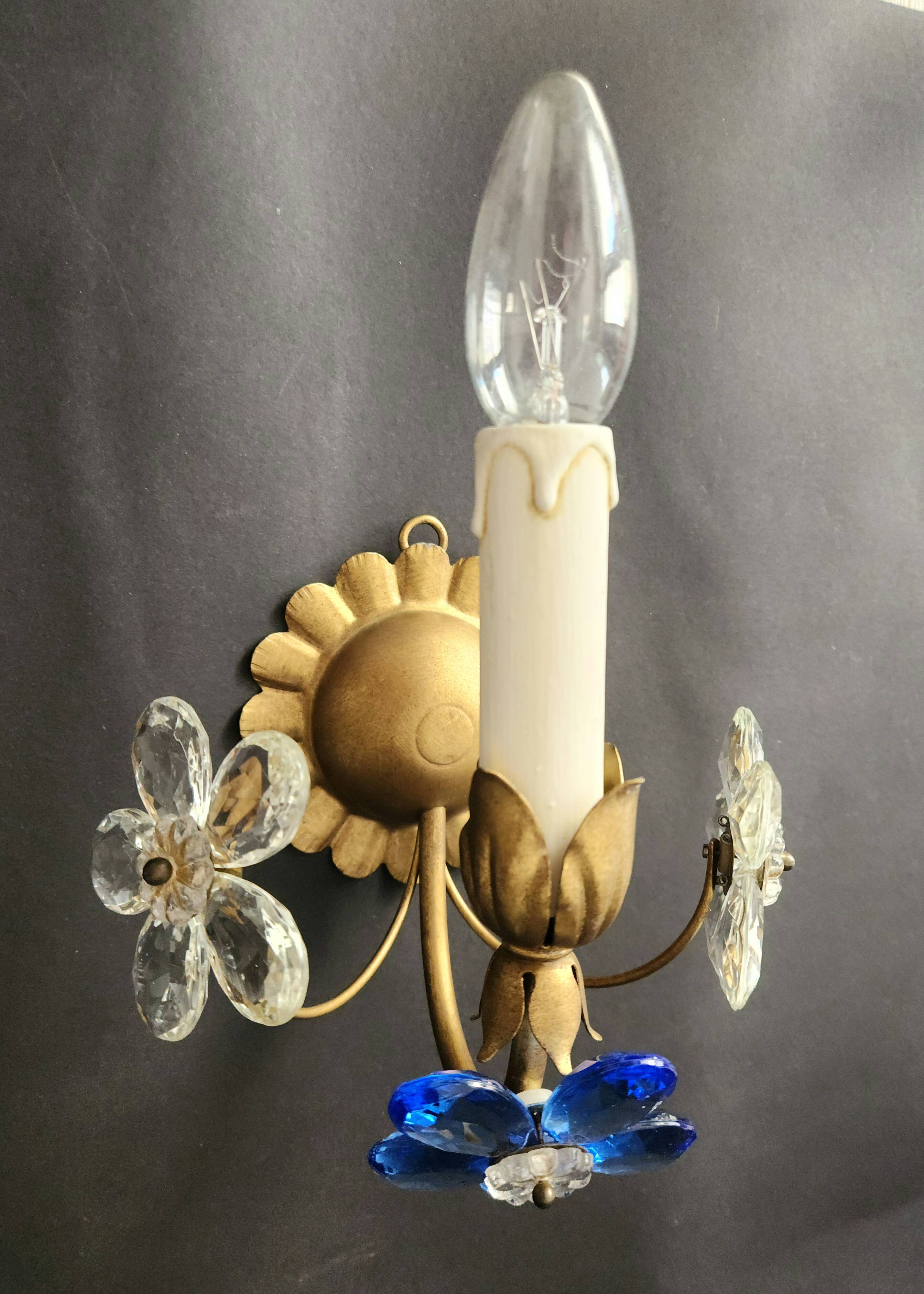Set vergoldet Wandlampe Murano Kristall