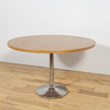 Mid-century modern oak round dining table, Denmark, 1970s