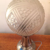 Lamp on a chrome base globe ball cut glass 1940