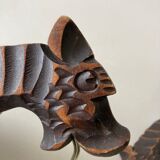Pair of winged dragon sconces in carved wood