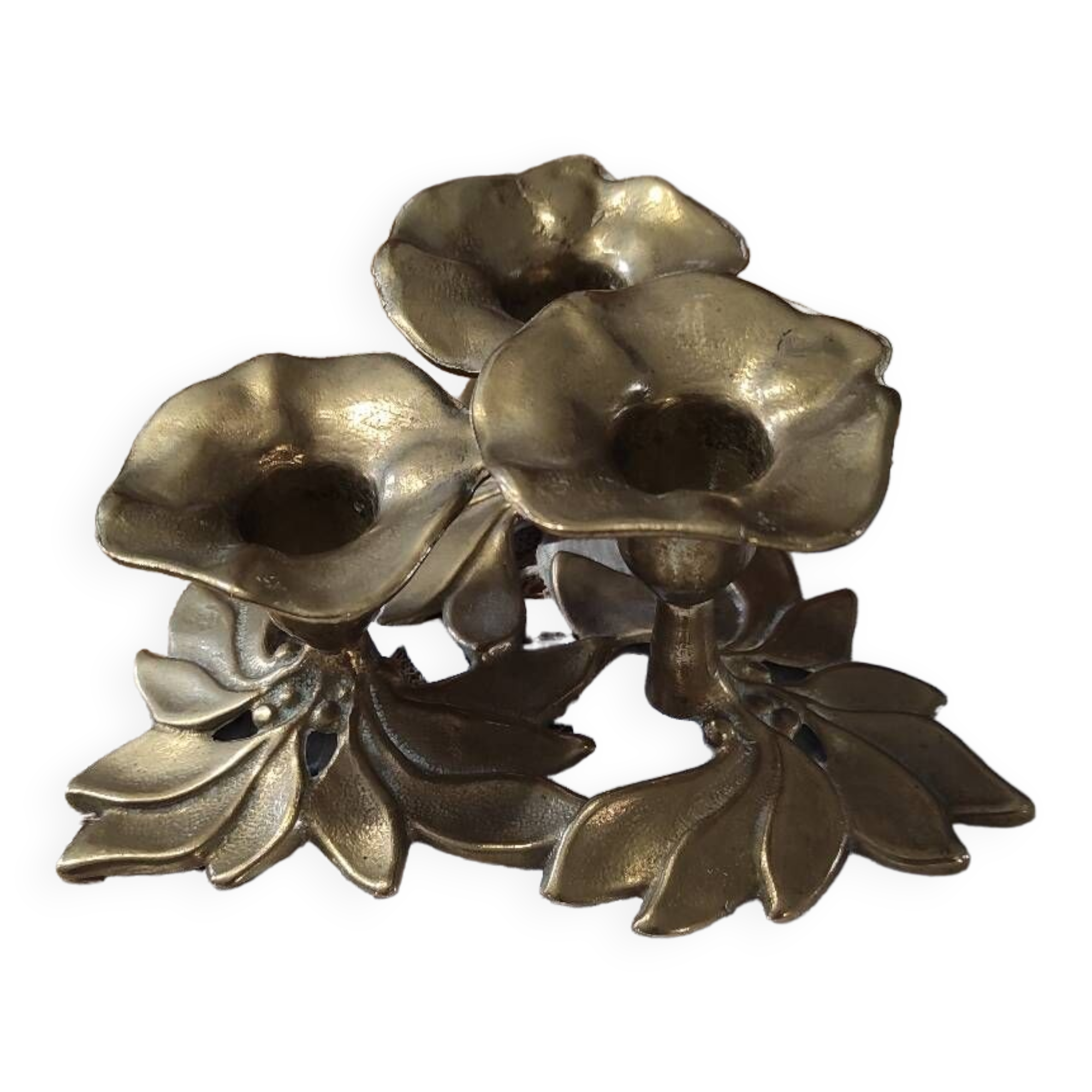 Brass flower candle holder