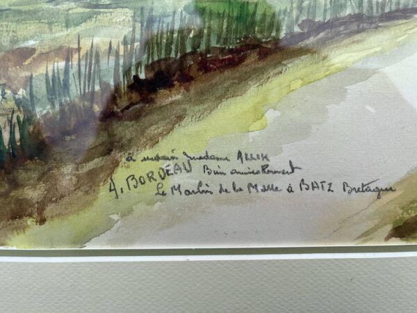 Le Moulin à Batz Bretagne – Aquarelle signée ''Bordeau