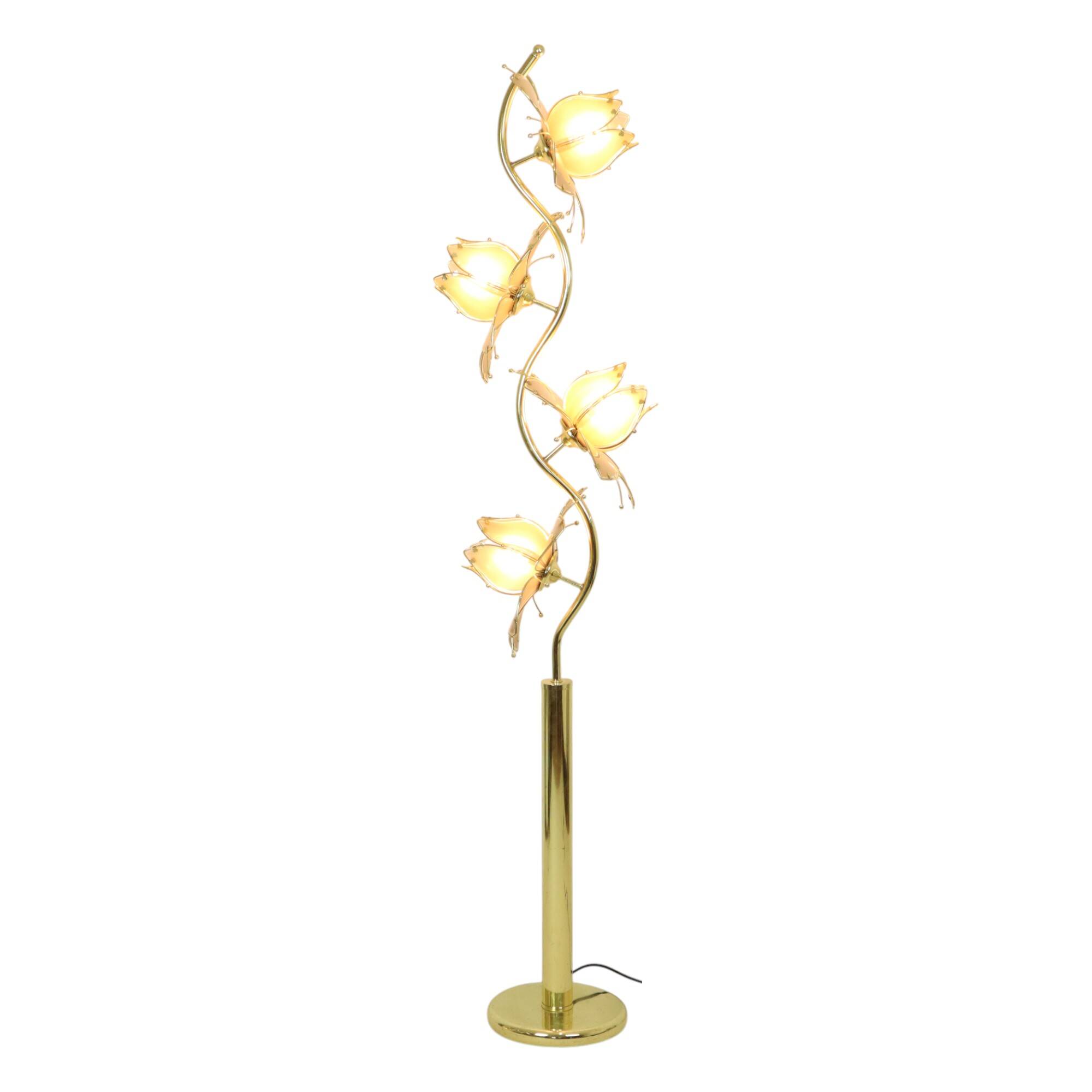 Italian Lotus Lamp XL Floor Lamp Hollywood Regency 190cm