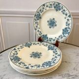 5 flat plates Terre de Fer Sarreguemines model "Estrèes" XIXth