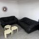 Vintage sofa set roset line Flou Flou designer sofa 80s black leather