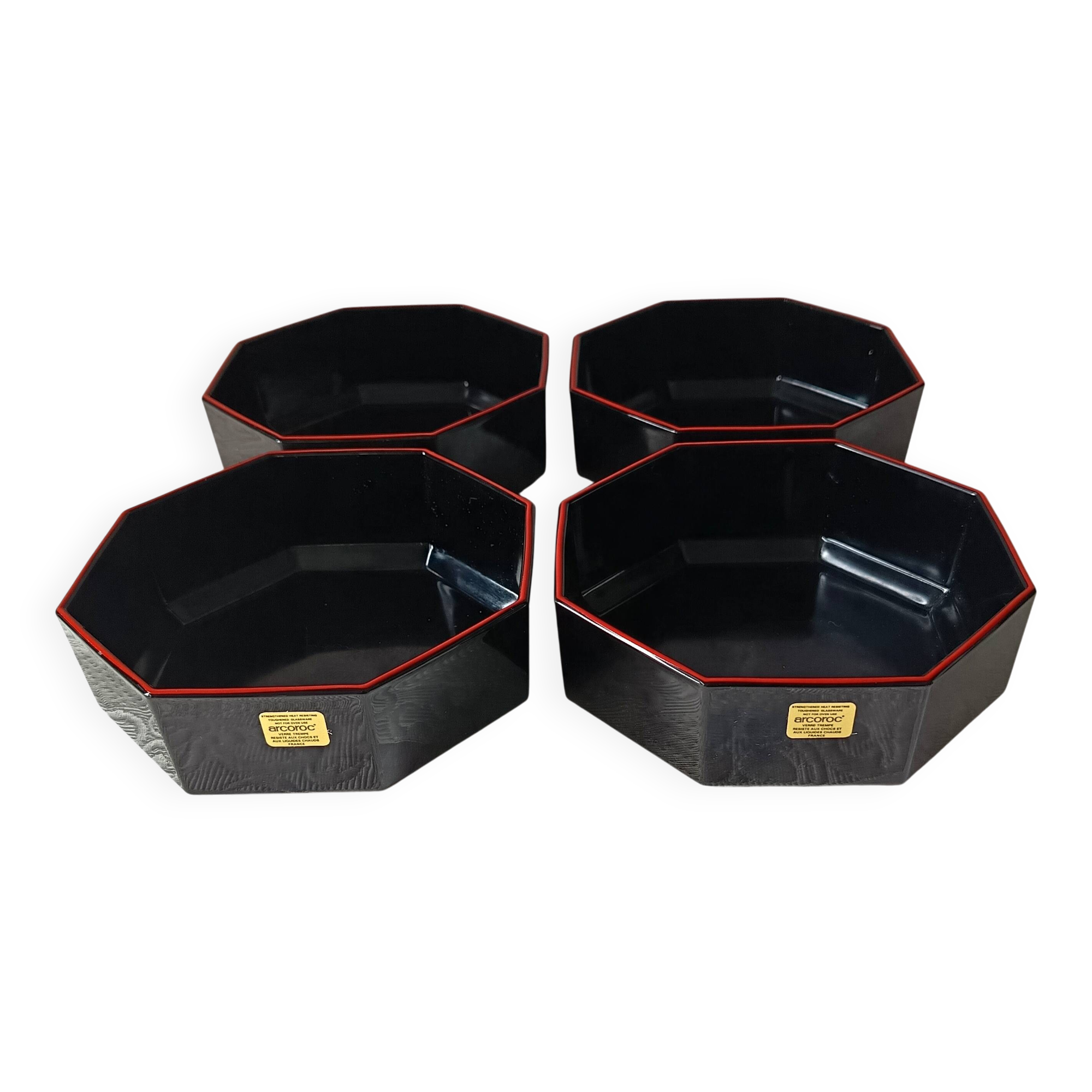 4 large 20 cl opaline cups french vintage arcoroc model octime, year