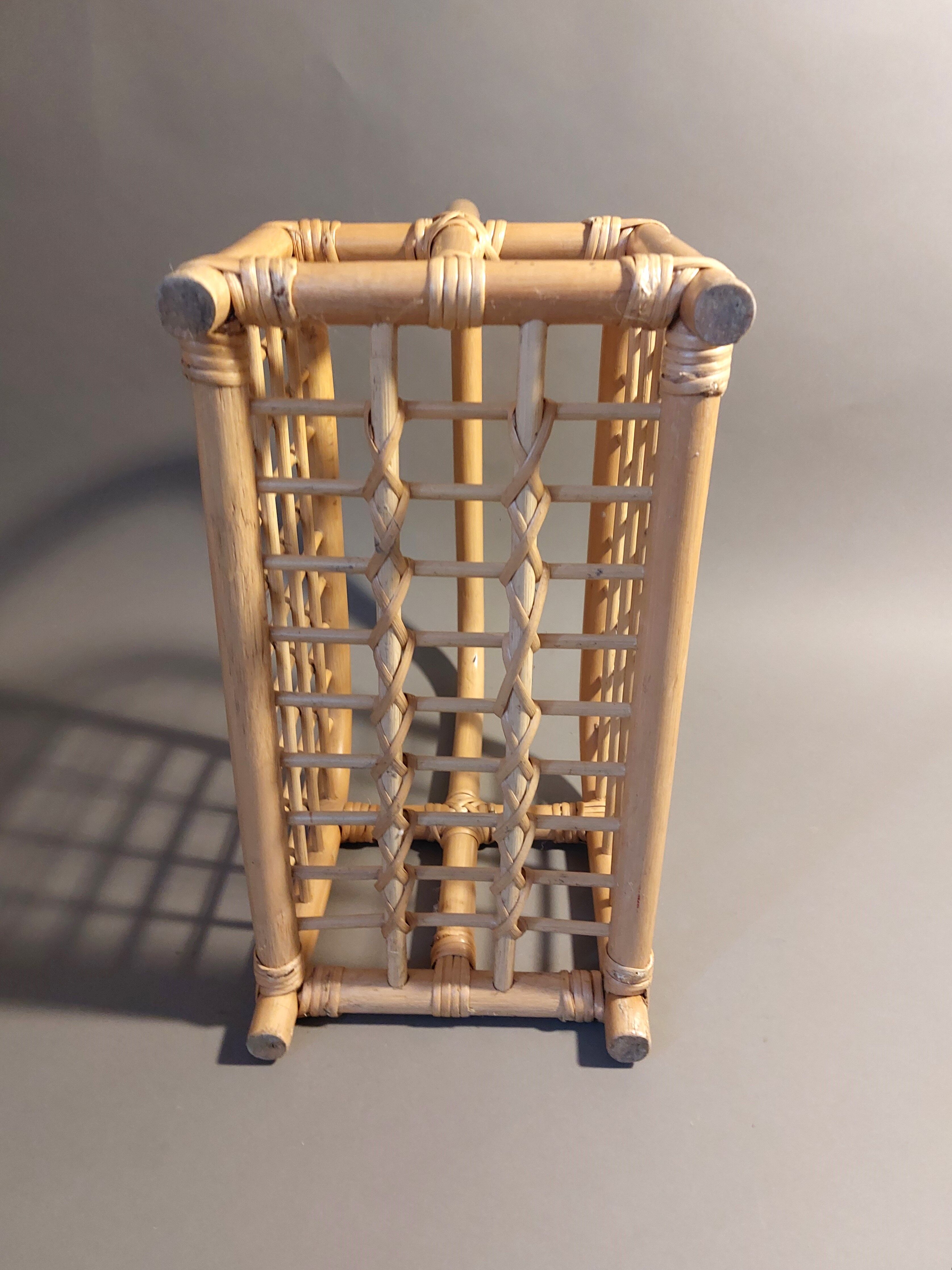 Vintage rattan magazine holder