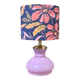 Table lamp, pink glass globe base, floral shade