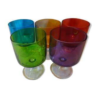 Lot of 5 vintage colored glasses