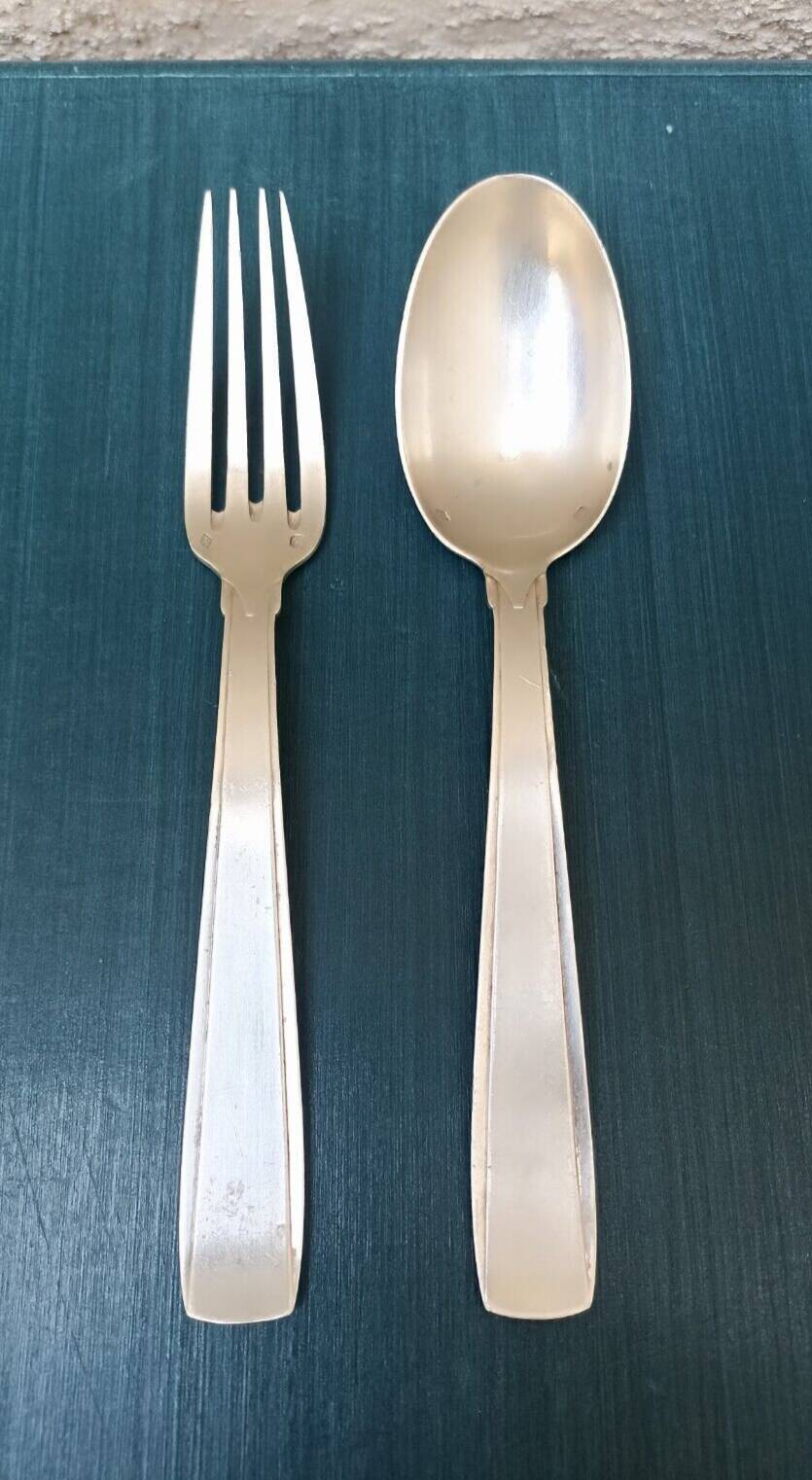 Solid silver fork and spoon Ernest Prost Paris, 1920s-1930s