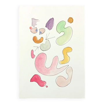 Original abstract painting – coloured organic shapes