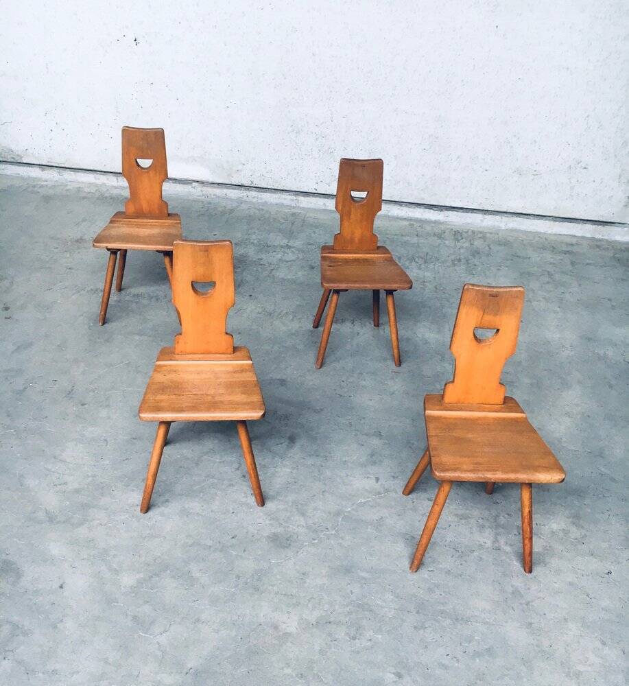 Vintage Belgian Brutalist Pub Café Chair Set by Torck, 1960s, Set of 4
