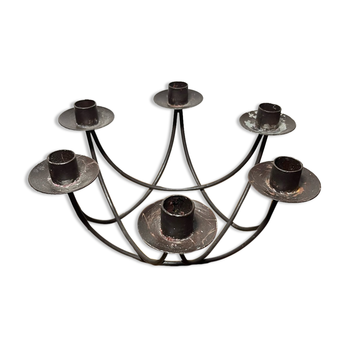 Candle holder with 6 wrought iron lights