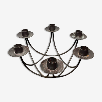 Candle holder with 6 wrought iron lights