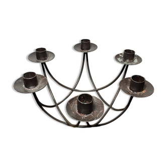 Candle holder with 6 wrought iron lights