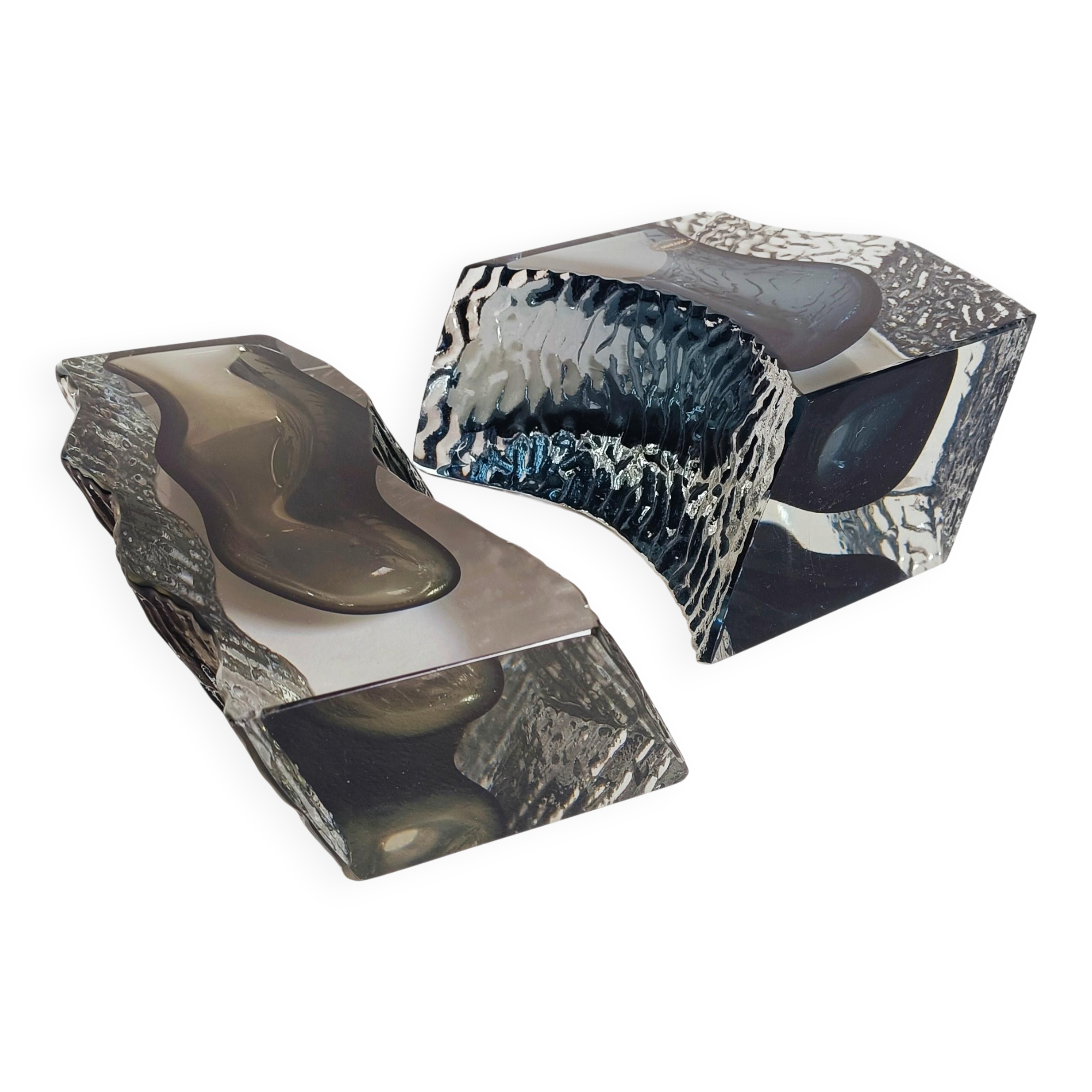 Alessandro Mandruzzato Murano Glass Vases, Hand-Blown, Italy, 1970s