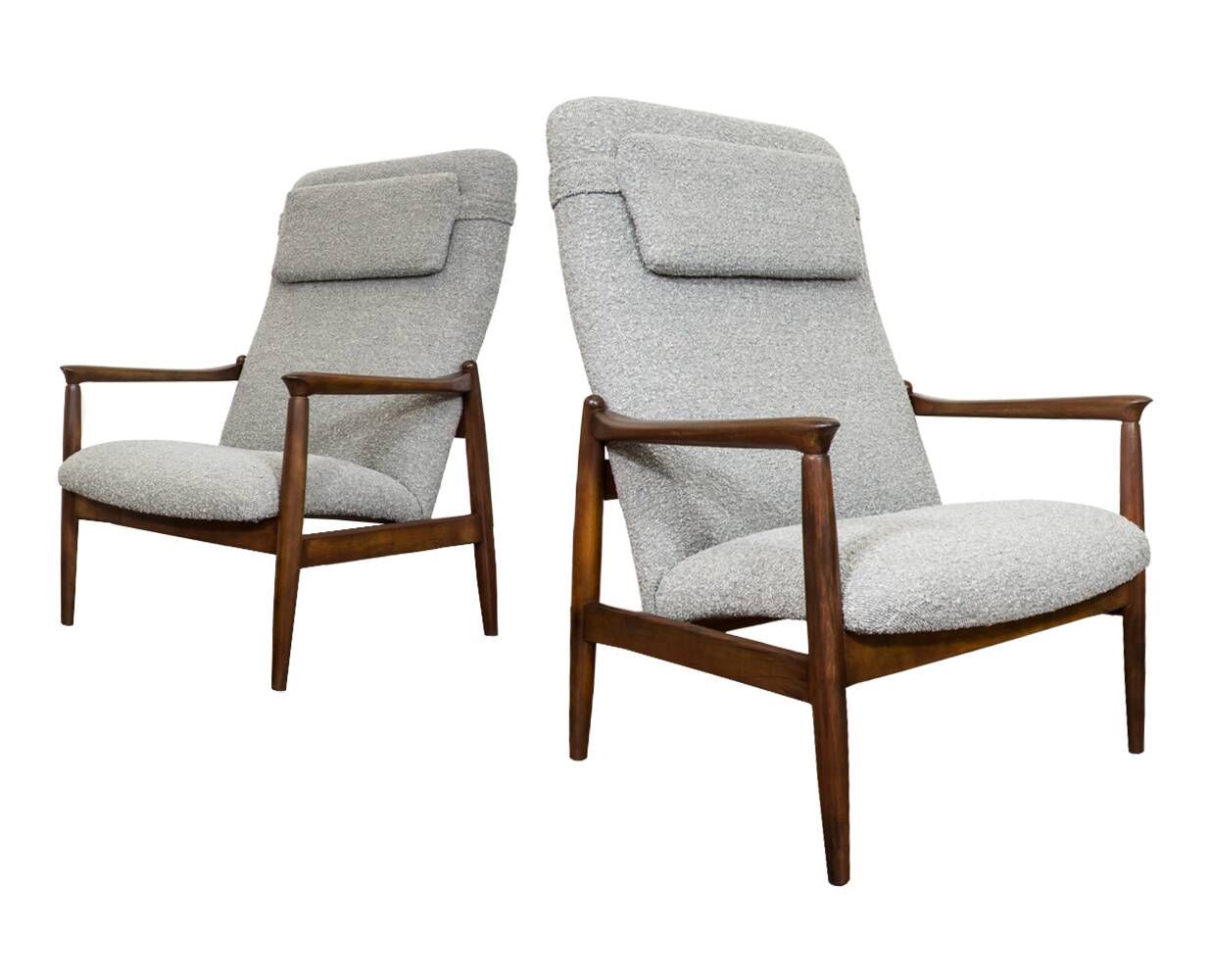 Mid-century high back armchairs by Edmund Homa, GFM, Poland, 1960s, set of