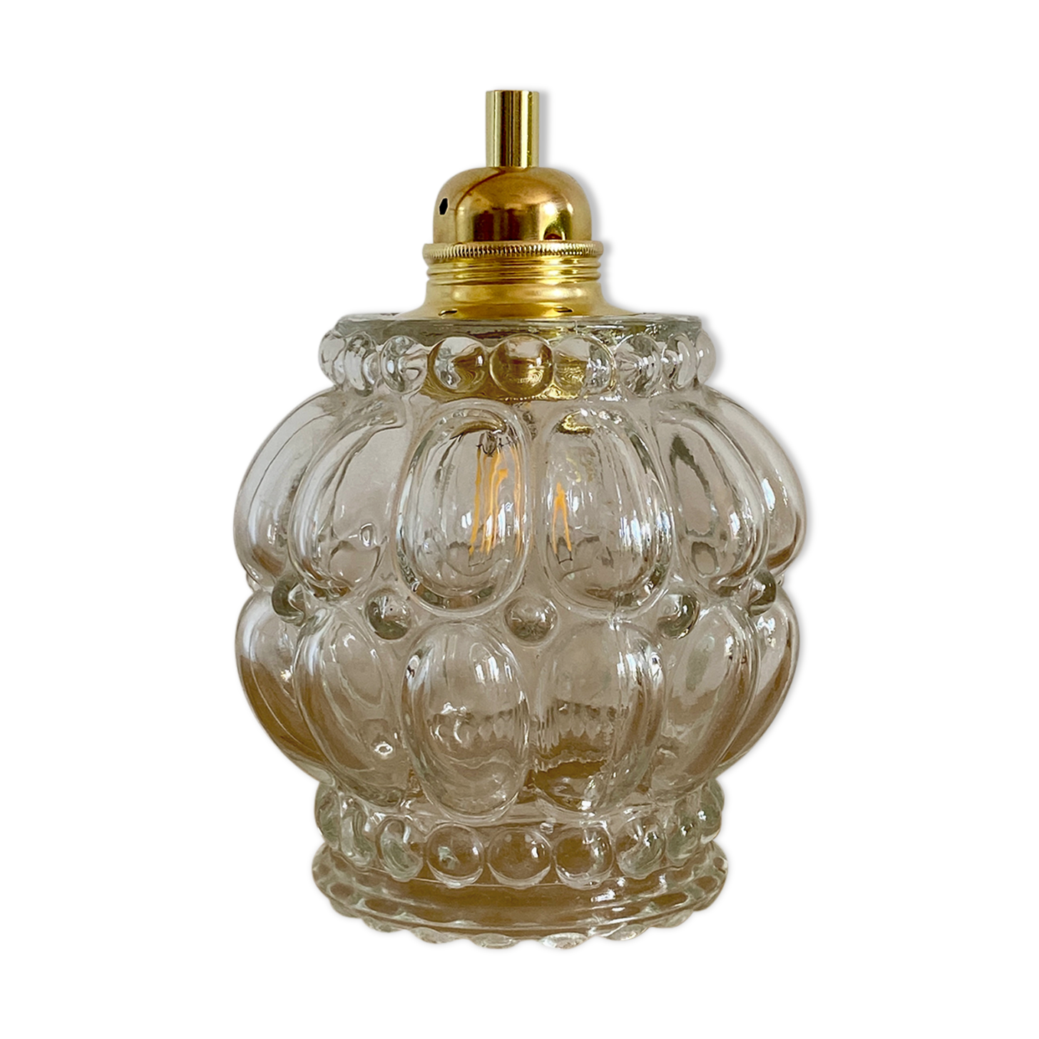 Vintage moulded glass tulip hand lamp