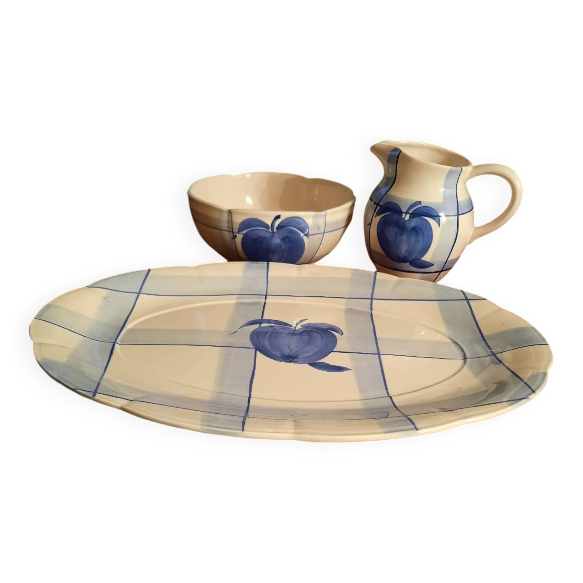 Vintage white and blue ceramic dinnerware set