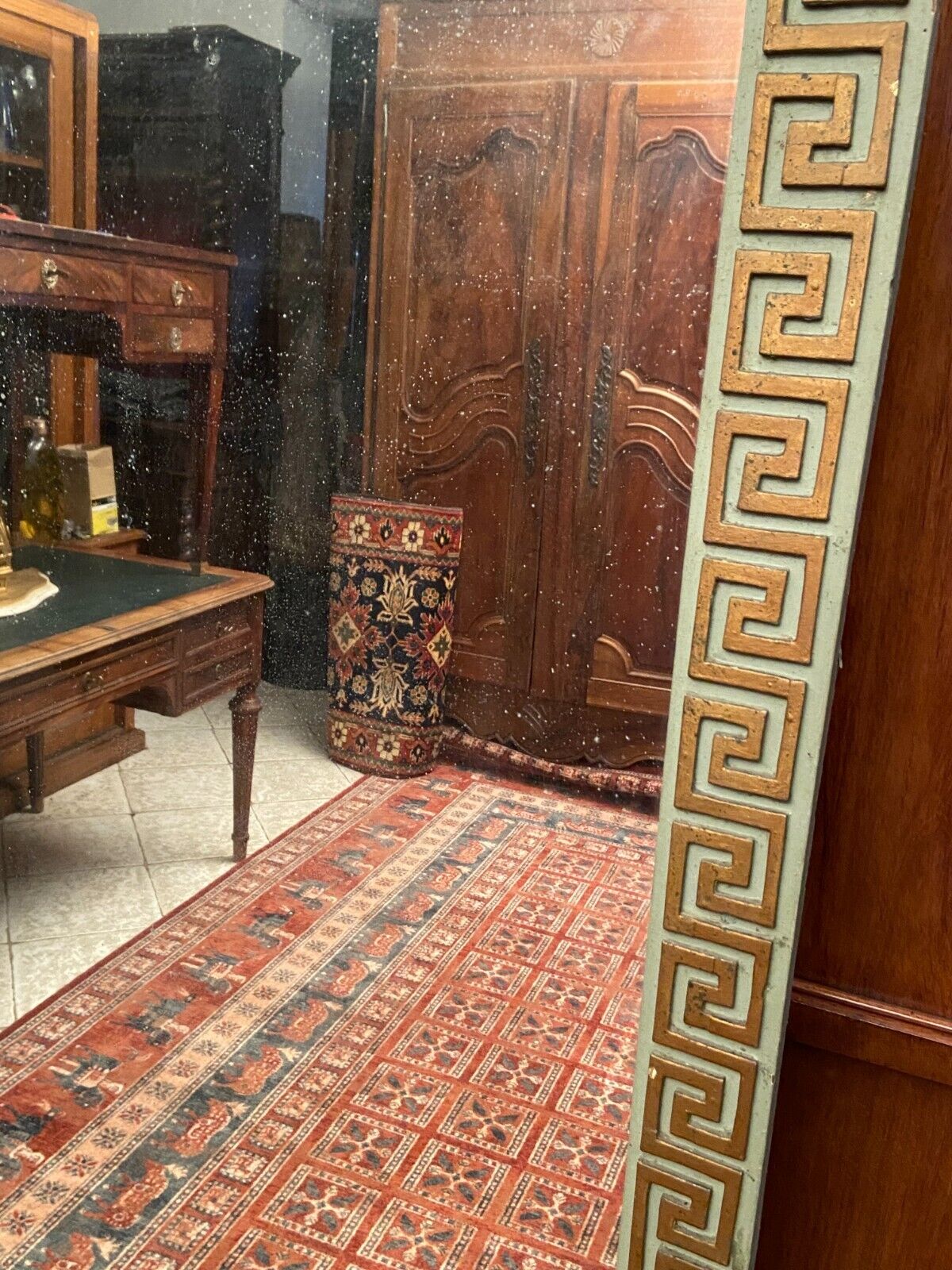 Woodwork mirror fireplace glass Greek frieze decor early 19th Empire 167 x 128.7 cm