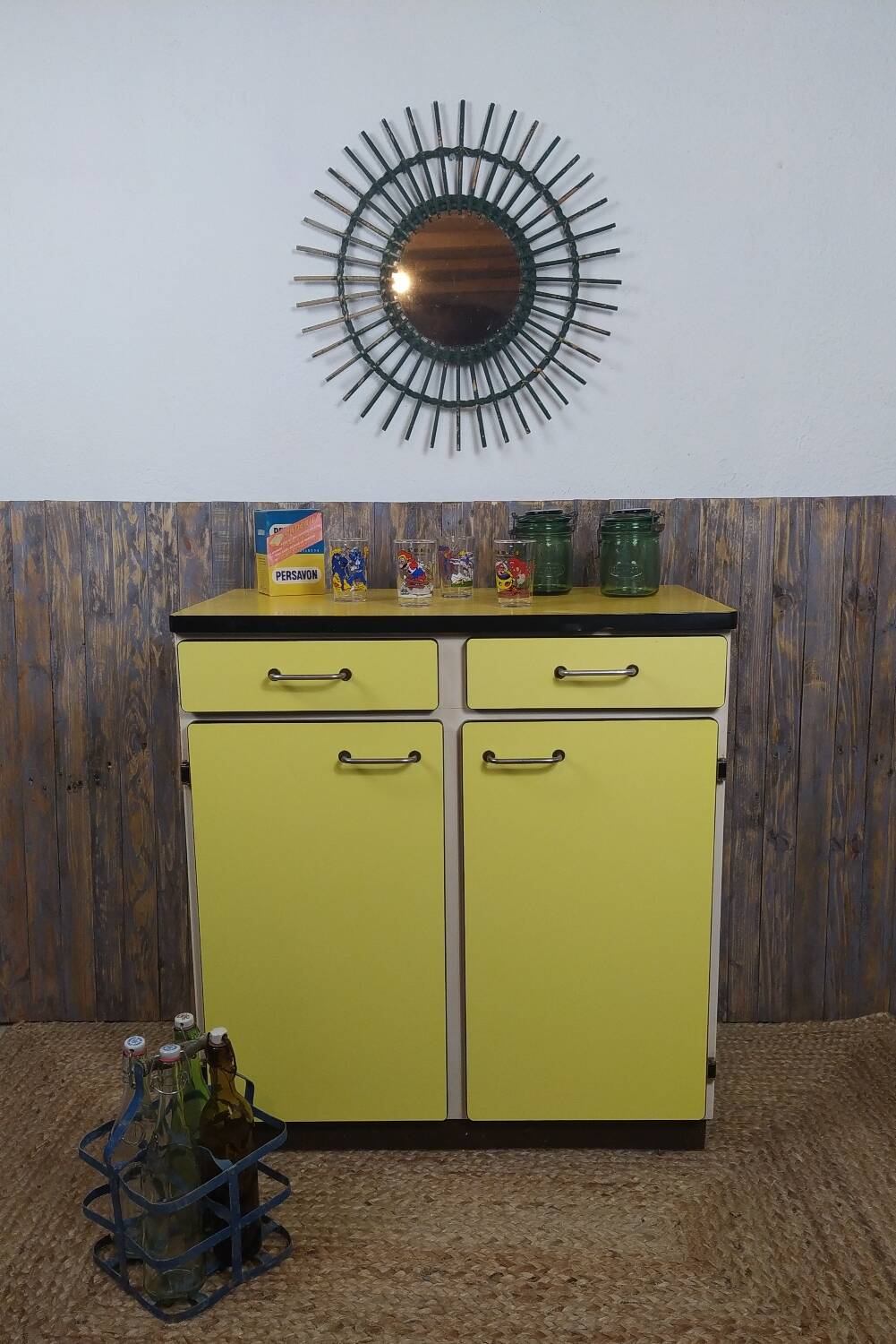 Yellow formica sideboard