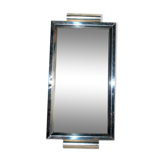 Vintage mirror top in wood and chrome metal 1940-1950