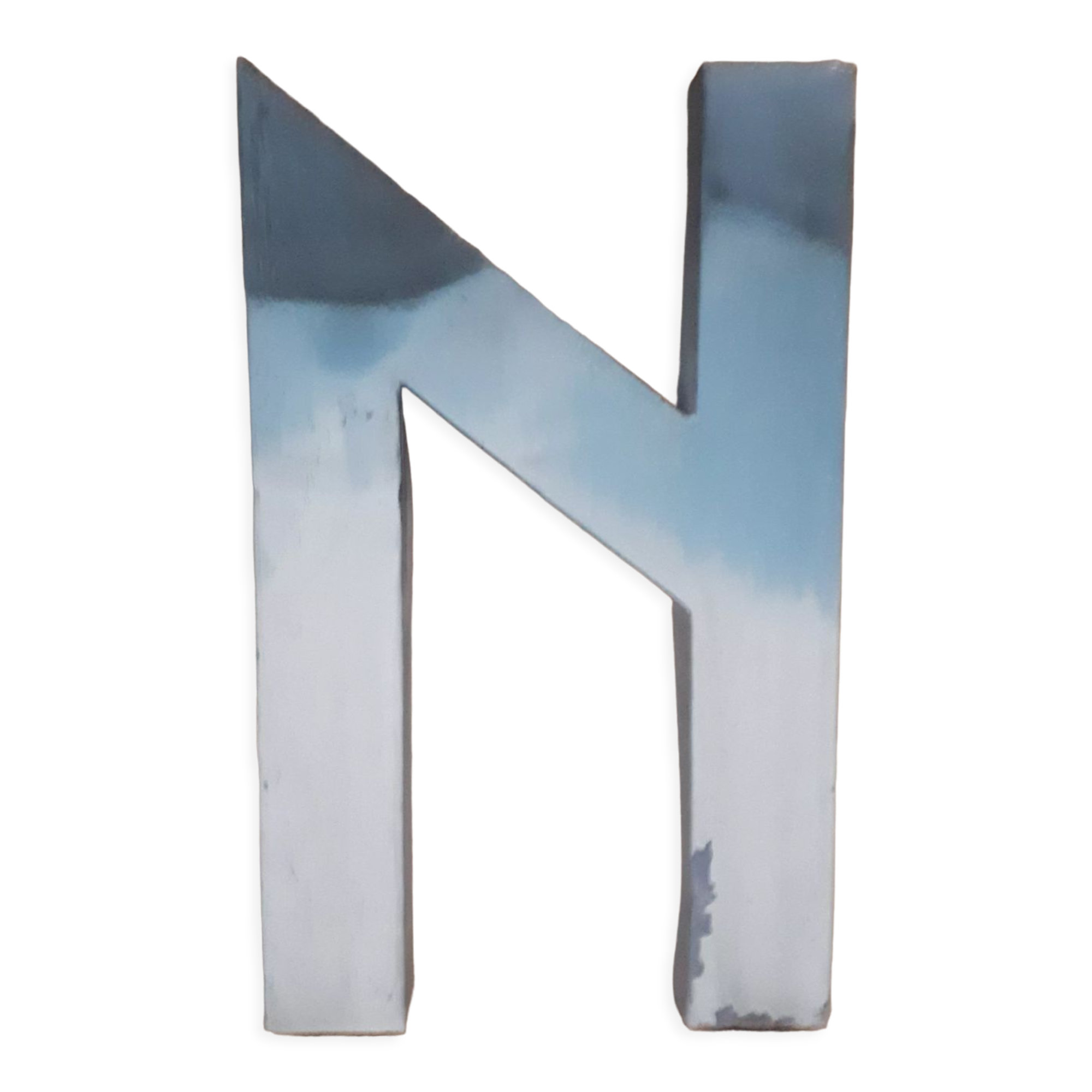 sign letter N metal zinc vintage 1950 1960