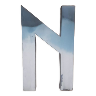 sign letter N metal zinc vintage 1950 1960
