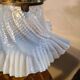 antique Art Nouveau lamp from 1890 to 1910 with blue opalescent lace glass