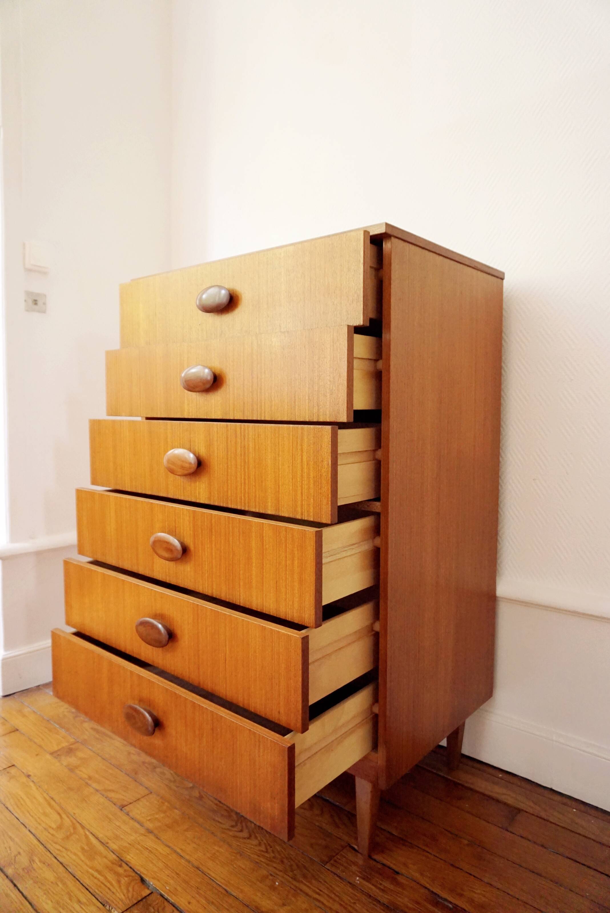 Chest of drawers 6 Scandinavian teak drawers