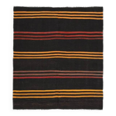 Tapis vintage turc Oushak fait main en laine et coton marron